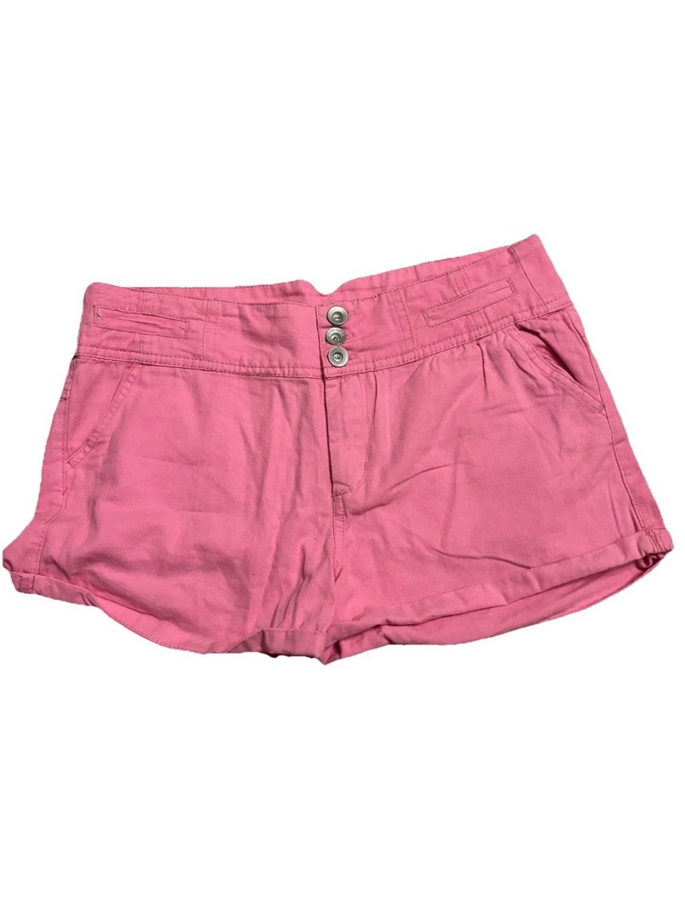 Women's Pink Cuffed Casual Button-Front Shorts - Size 9